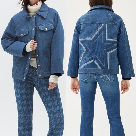 Perfect Moment X DL1969 Corentine Jacket NEW Insulated Lined Trucker Mid Blue XS